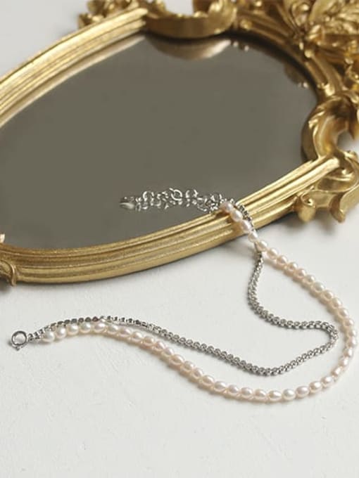 ACCA Brass Imitation Pearl Geometric Vintage Multi Strand Necklace 2
