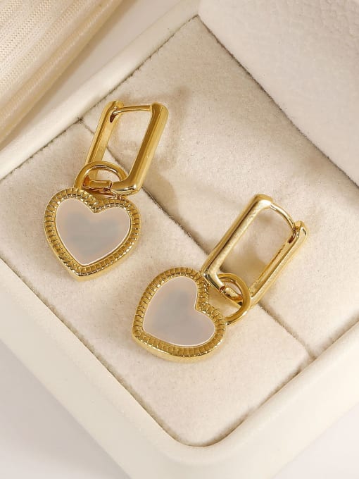 16k gold Brass Enamel Heart Minimalist Huggie Earring