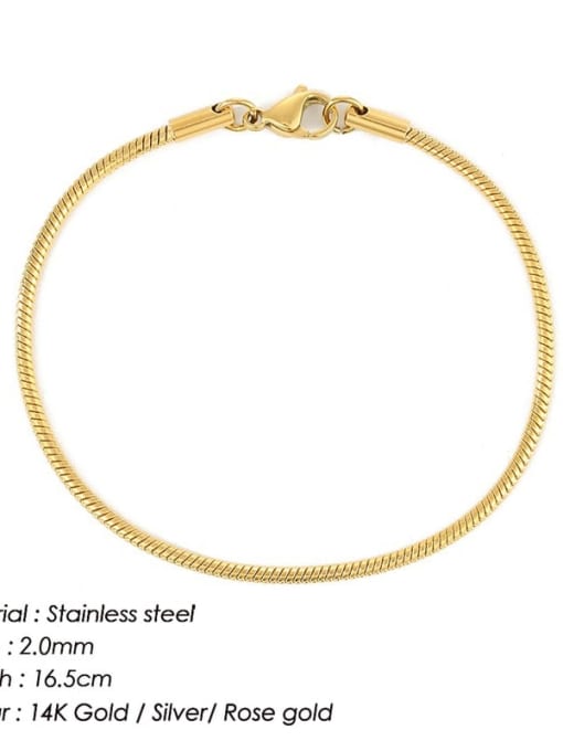 Gold 2mm 16.5cm Stainless steel Snake Minimalist Link Bracelet