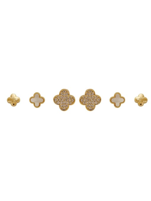 14k Gold Bronze Cubic Zirconia Cross Minimalist Stud Earring