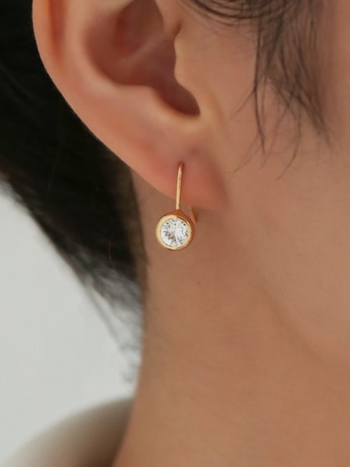 Five Color Brass Rhinestone Geometric Minimalist Hook Earring 1