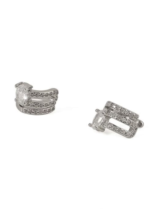Zircon ear bone clip (sold in pairs) Brass Cubic Zirconia Geometric Vintage Clip Earring