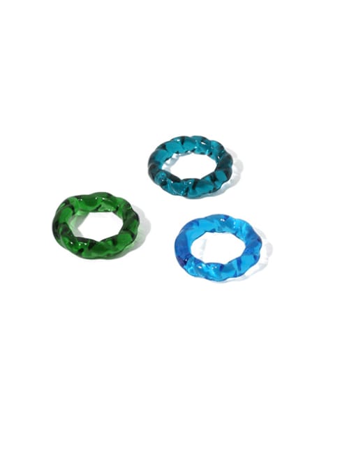 ACCA Millefiori Glass Geometric Personality color translucent Twisted Ring 2