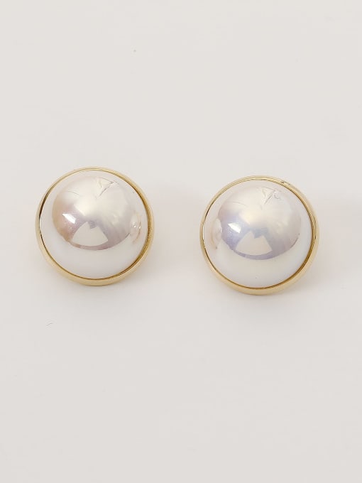 HYACINTH Brass Imitation Pearl Geometric Minimalist Stud Trend Korean Fashion Earring 0