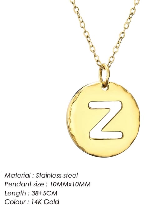 Z 14 K gold Stainless steel Letter Minimalist Necklace