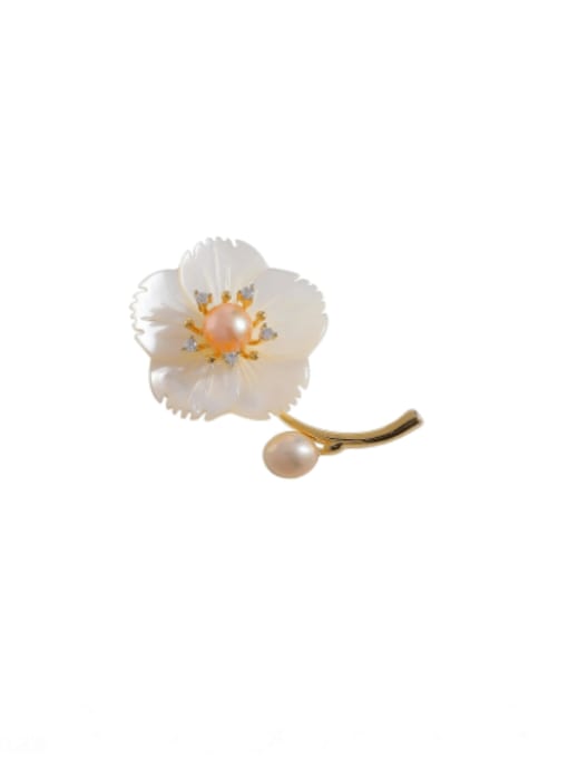 HYACINTH Brass Shell Flower Minimalist Pins & Brooches