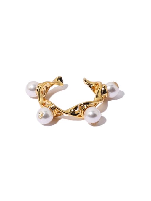 Five Color Brass Imitation Pearl Geometric Vintage Single Earring ( Single -Only One) 0