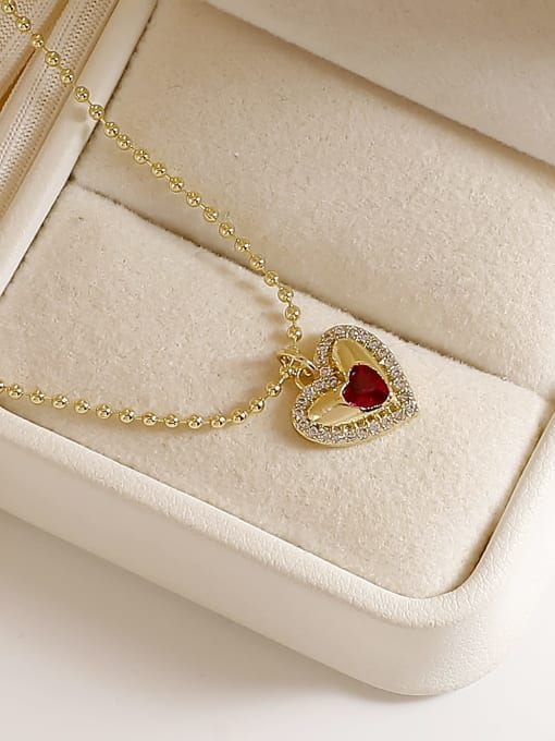 HYACINTH Brass Cubic Zirconia Heart Minimalist Necklace 2