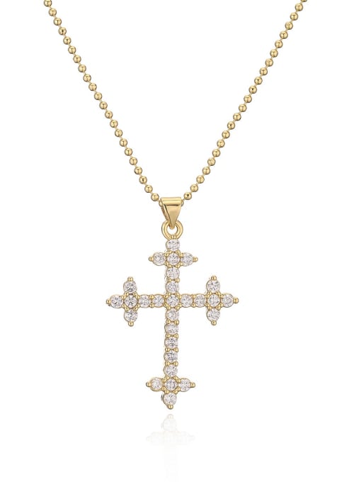 AOG Brass Cubic Zirconia Cross Vintage Regligious Necklace 0