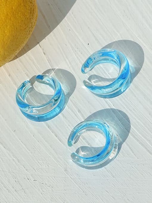 Five Color Hand Glass Geometric Minimalist Band Ring 0