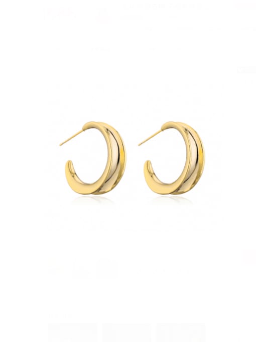 AOG Brass Geometric Minimalist C Shape  Stud Earring 0