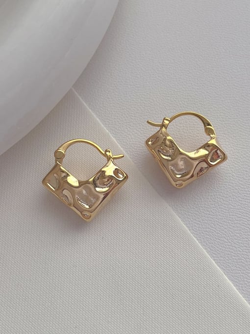 M237 gold Brass Cubic Zirconia Geometric Minimalist Stud Earring