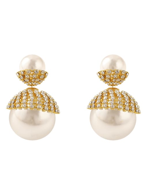 HYACINTH Brass Imitation Pearl Geometric Vintage Drop Earring 0