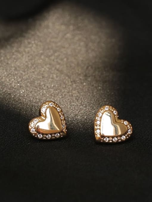 ACCA Brass Smooth Heart Minimalist Stud Earring 2