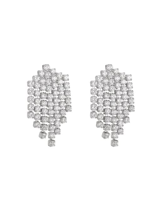 Section 2 Brass Cubic Zirconia Tassel Luxury Drop Earring