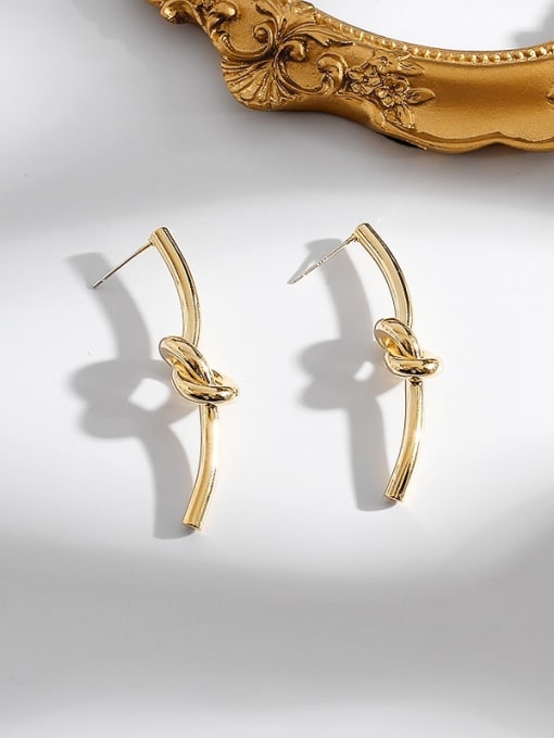 gold Copper Smooth Irregular Minimalist Stud Trend Korean Fashion Earring