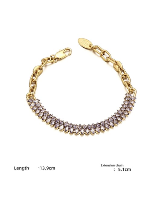 Zircon chain bracelet Brass Cubic Zirconia Geometric Luxury Link Bracelet