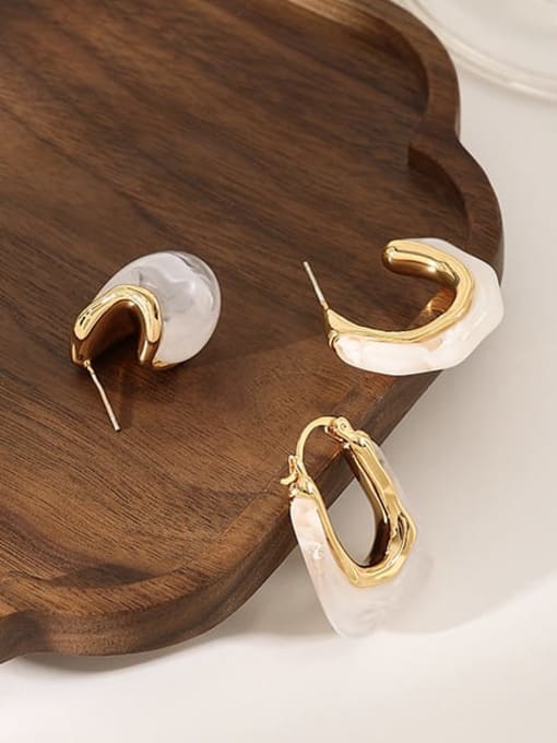 Five Color Brass Resin Geometric Minimalist Stud Earring 2