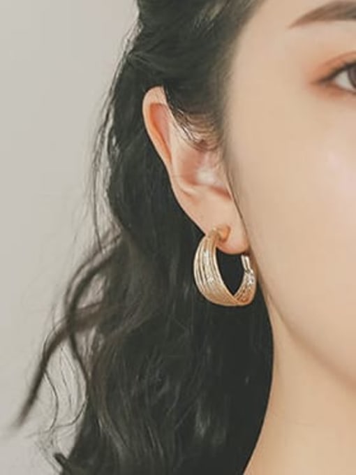HYACINTH Copper Irregular Minimalist C Shape Stud Trend Korean Fashion Earring 1