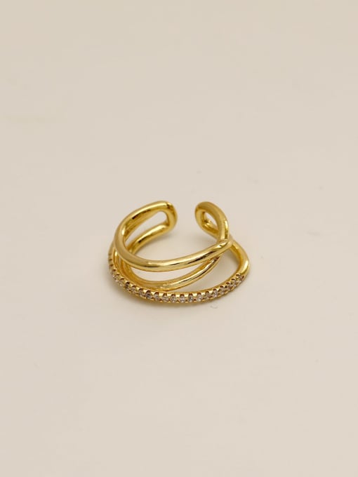 14k Gold Brass Cubic Zirconia Geometric Ethnic Single Trend Korean Fashion Earring