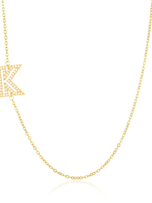 K Brass Cubic Zirconia Letter Minimalist Necklace