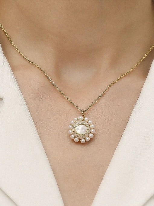 HYACINTH Brass Imitation Pearl Geometric Vintage Trend Korean Fashion Necklace 1