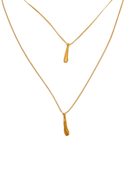 Retro Gold Brass Water Drop Minimalist Multi Strand Necklace