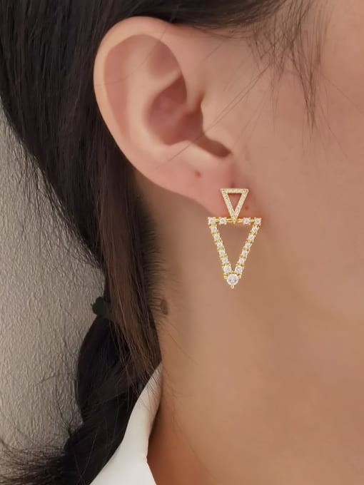 HYACINTH Brass Cubic Zirconia Geometric Minimalist Stud Earring 0