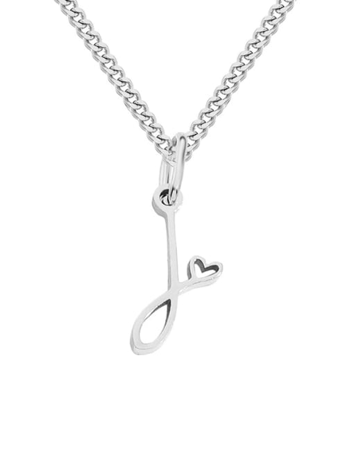 J steel color Stainless steel Letter Minimalist Necklace