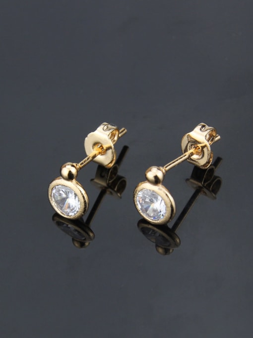 renchi Brass Cubic Zirconia Round Minimalist Stud Earring 4