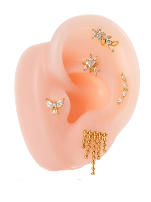 HISON Brass Cubic Zirconia Bowknot Tassel Trend Single Earring 2