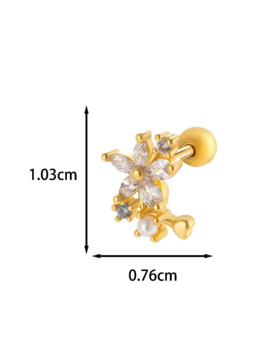10 #  Gold--Single Brass Cubic Zirconia Heart Bow-Knot Cute Single Earring