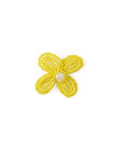 Bright yellow ear clip Alloy Enamel Flower Minimalist Stud Earring