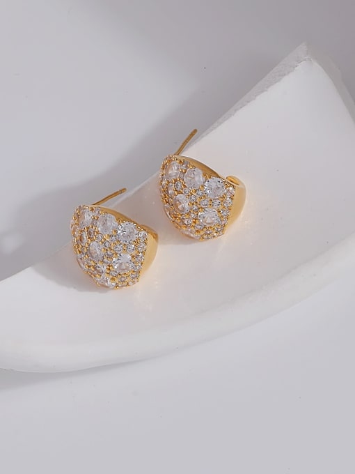 14k gold Brass Cubic Zirconia Water Drop Minimalist Stud Earring