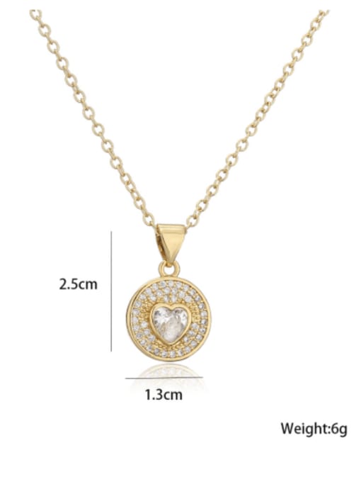 AOG Brass Cubic Zirconia Heart Minimalist Round Pendant Necklace 2