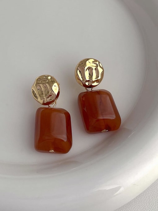 Amber earrings Brass Resin Geometric Hip Hop Drop Earring