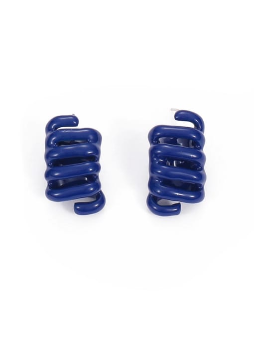 Royal Blue (left and right) Brass Enamel Irregular Minimalist Stud Earring