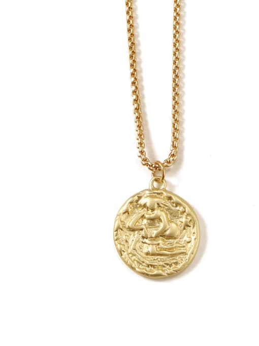 aquarius Brass coin Minimalist Twelve constellations Pendant Necklace