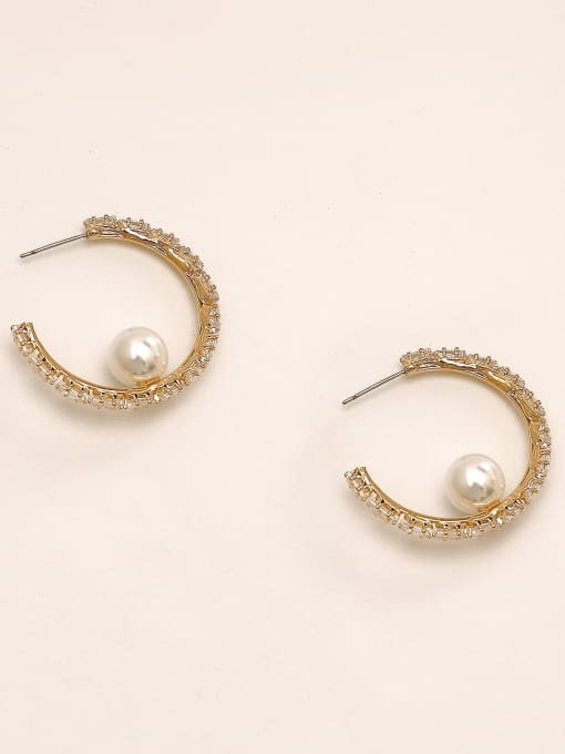 14k Gold Brass Cubic Zirconia Geometric Vintage Hoop Trend Korean Fashion Earring
