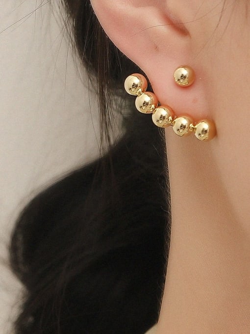 HYACINTH Brass Bead Geometric Minimalist Stud Trend Korean Fashion Earring 1