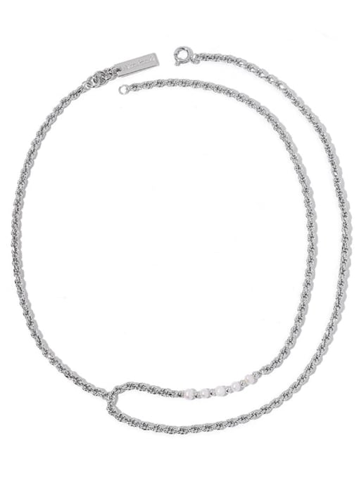 ACCA Brass Imitation Pearl Locket Vintage Multi Strand Necklace