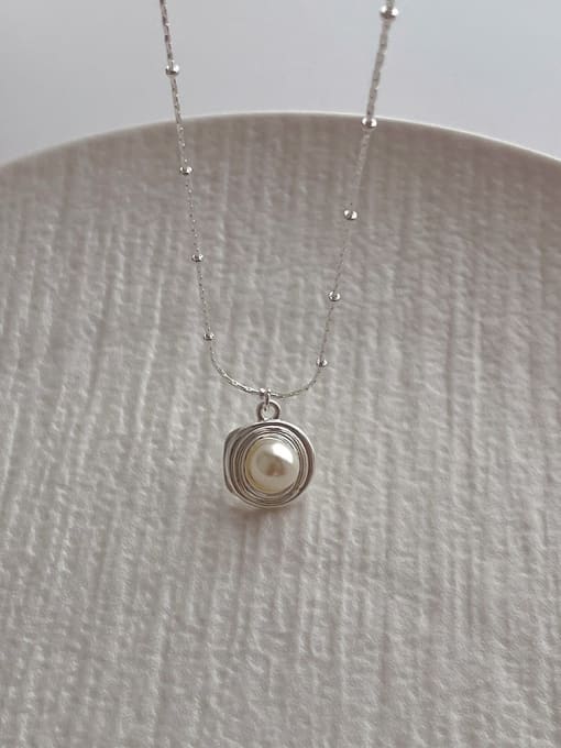 ZRUI Alloy Imitation Pearl Geometric Minimalist Necklace 1