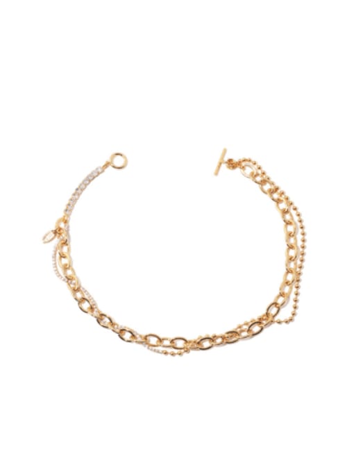 golden Brass Geometric Vintage Multi Strand Necklace