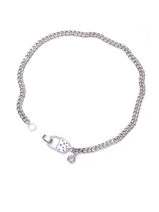 Platinum necklace Brass Enamel Hollow Geometric Chain Vintage Necklace