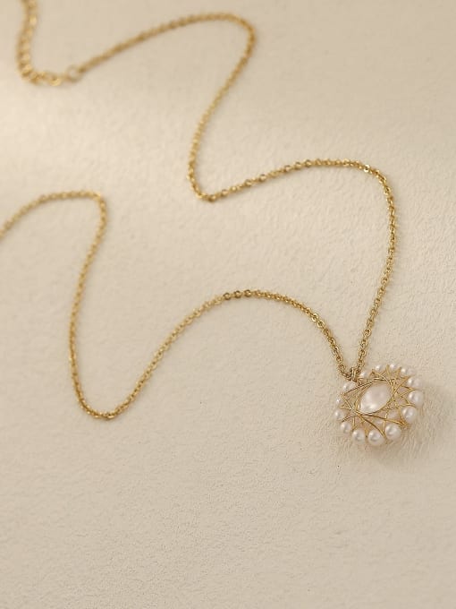14k Gold Brass Imitation Pearl Geometric Vintage Trend Korean Fashion Necklace