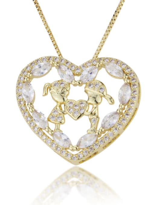 renchi Brass Cubic Zirconia Heart Dainty Initials Necklace 1