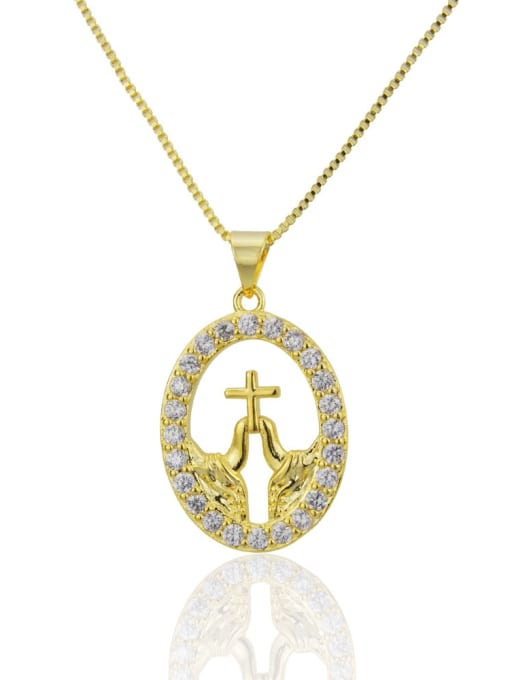 renchi Brass Rhinestone Cross Minimalist Necklace 1