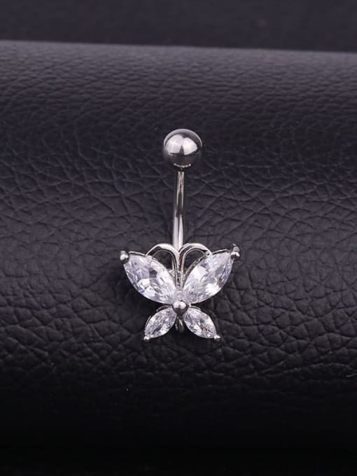 white Stainless steel Cubic Zirconia Butterfly Hip Hop Belly Rings & Belly Bars