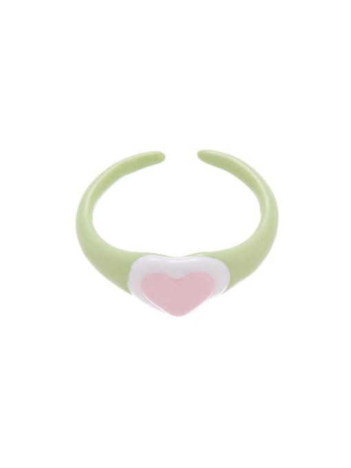 Five Color Alloy Enamel Heart Cute Band Ring 0