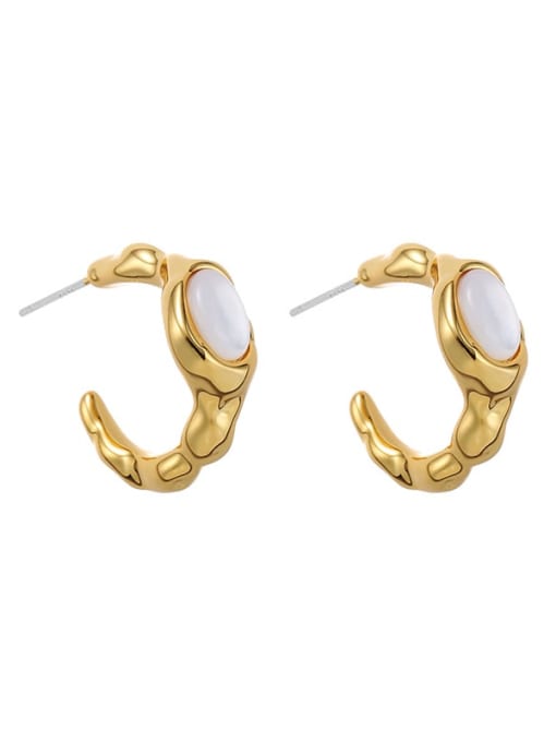 Shell style Brass Geometric Minimalist Stud Earring